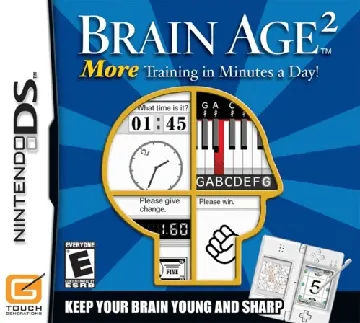 Brain Age 2 - More Training in Minutes a Day! (USA) (Demo) (Kiosk) box cover front